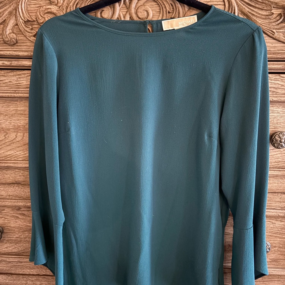 Michael Kors Green 3/4 Sleeve Fitted Blouse